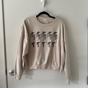 Altar’d State Cowboy Skeleton Sweatshirt in Cream/Black